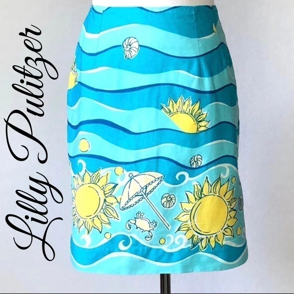 Lilly Pulitzer Beach Scene Cotton Skirt